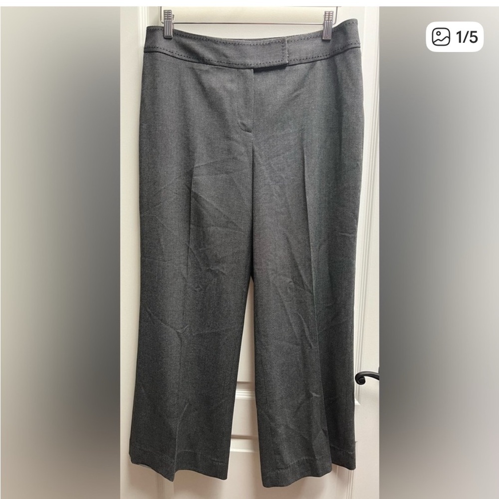 White House Black Market Gray Contour Wide Leg 10R Trouser Career Dress Pants